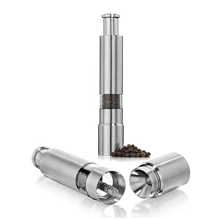 Kitchen Tool Thumb Press Pepper Mill Type Manual Stainless Steel Hand Press Spice Salt Pepper Grinder