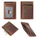Wholesale Genuine Leather Crazy Horse Vintage Card Holder Wallet Minimalist Ultra-thin Cowhide Purse