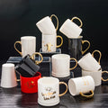 Seaygift Custom logo 11oz 12oz 15oz Sublimation Blank White Gold Handle Nordic Ceramic Mug Cup Porcelain Cup Ceramic Coffee Mug
