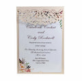Hot Selling Hollow  Flower Wedding Invitation Pocket Cover Custom Laser Cut Blessing Greeting Card