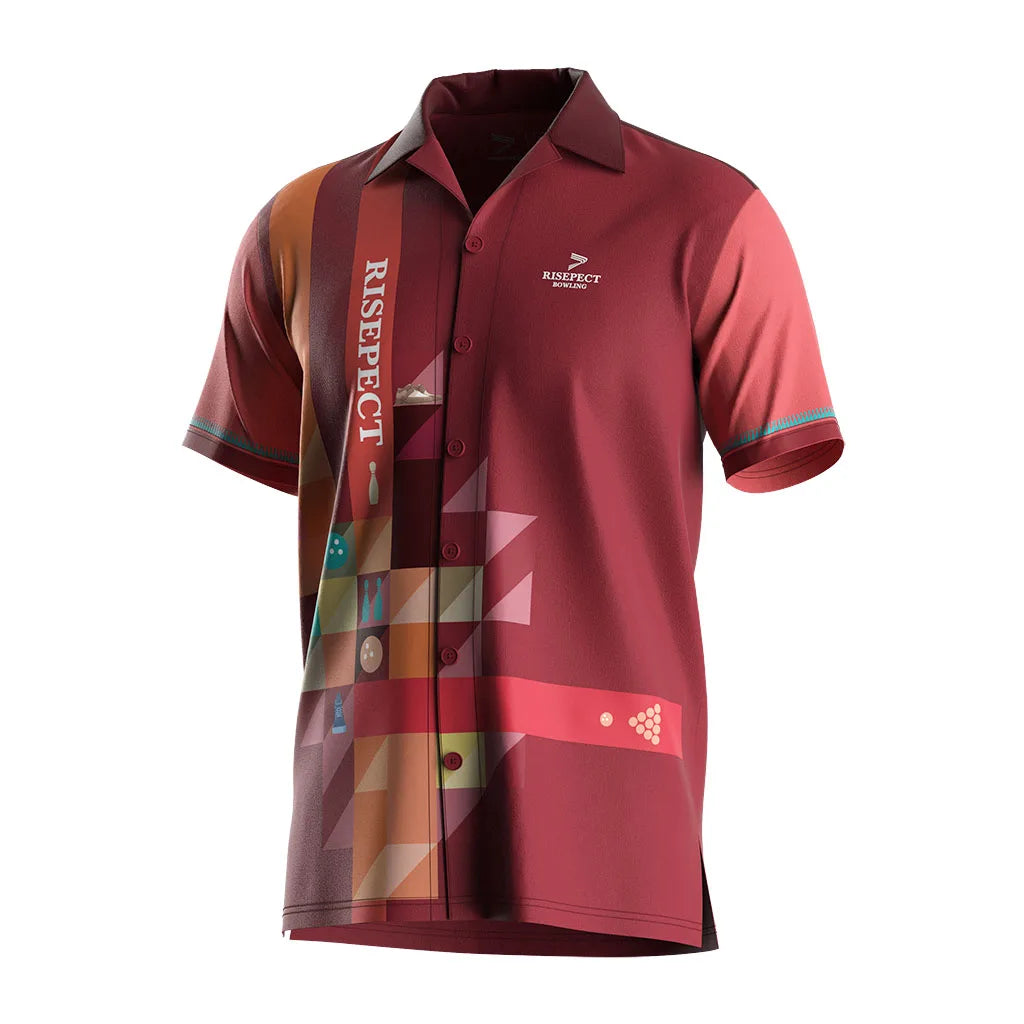 Wholesale Vintage Style Polyester Bowling Button-up Shirt for Men Fitness Training Sublimation Print Breathable Design