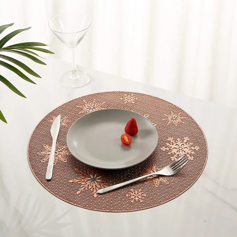 Custom Printed Plastic Woven Round Modern Place Mat Set 38CM Heat Resistant Anti-Slip Home Kitchen Dining Table Mats