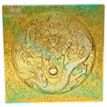 Custom Yellow Crystal Pate De Verre Brick Buddha Etched Sculpture 25x25cm DIY Christmas Decor