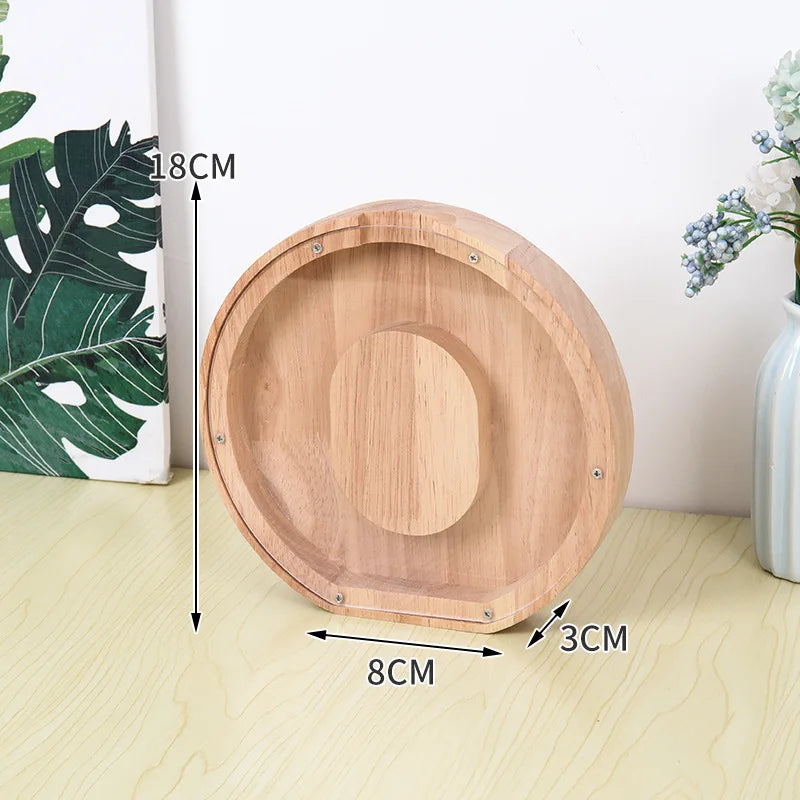 Wholesale Alphabet Gift Cute Animal Acrylic Cash  Wood Letter Wooden Kids Coin Piggy Bank Wood Save Money Box