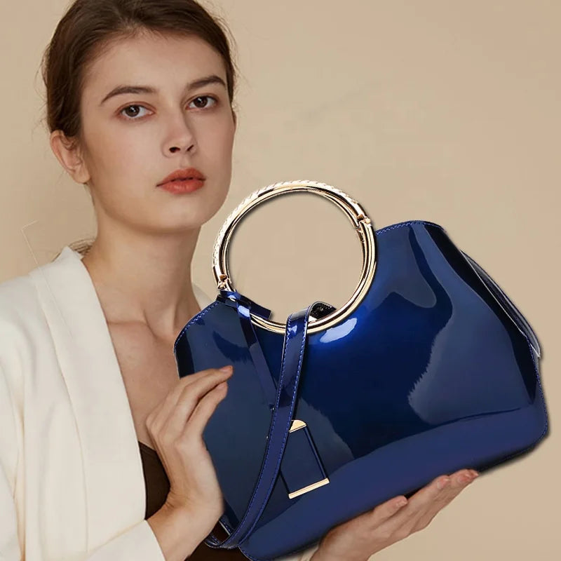 Wholesale 2026 Designer Brand Handbags Made in China Glossy PU Ladies High Quality Bags Logo Custom Handbags for Women's Luxury MegaBDM