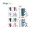 TY 30oz Customized Logo Vacuum Double 304/201 Stainless Steel Coffee Mug Handle Straw 12-24h Thermal Insulation Eco-Friendly