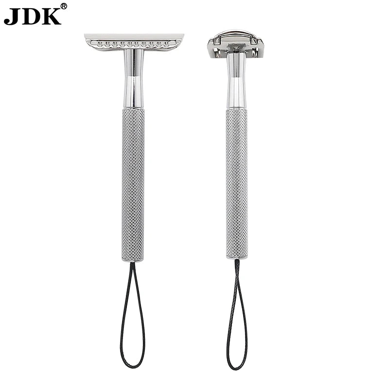 OEM Travel Portable Men Safety Razor Rust Free Metal Stainless Steel Double Edge Blade Shaving Razor With Rope