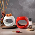 Nordic Style Handmade Ceramic Aroma Lamp Fragrance Wax Melt Warmer with Deep Bowl Aromatherapy Diffuser for Office Living Room