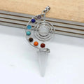 HZ Natural Stone Pendulum Crystal Yoga 7 Chakra Spiral Hexagonal Cone Pendant Clear Quartz Reiki Healing Pendulum Jewelry
