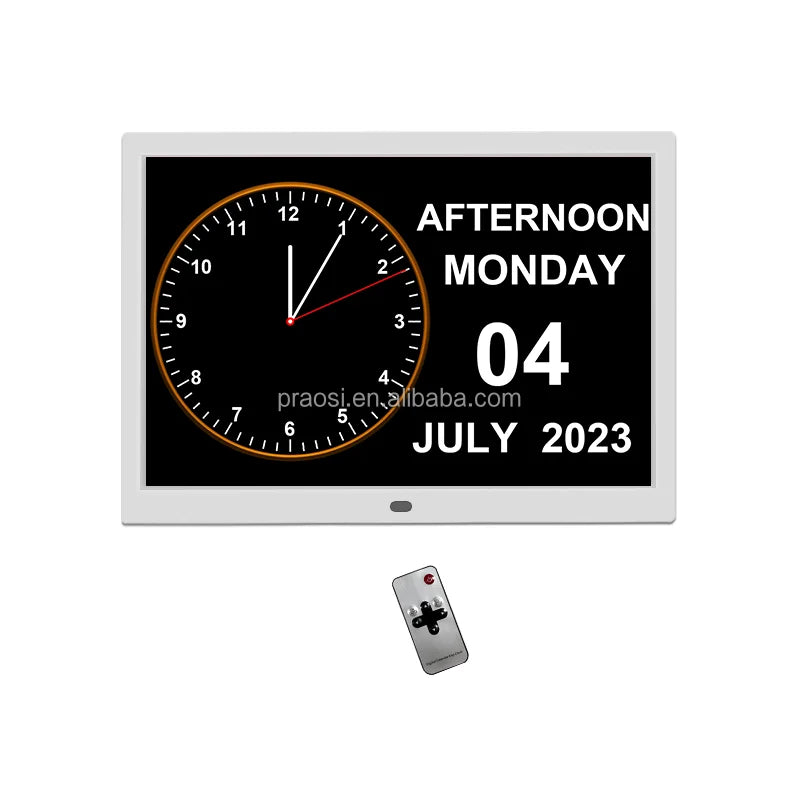 Pros 15 Inch Wall Calendar Clock Dementia Day Clock Multiple Alarms Impaired Vision People Age Seniors Desk Wall Mounted