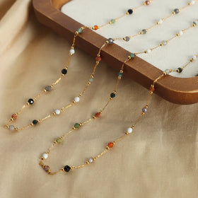 Beimai OEM Halskette Natural Stone Beaded Design Titanium Steel Necklace Bracelet Set