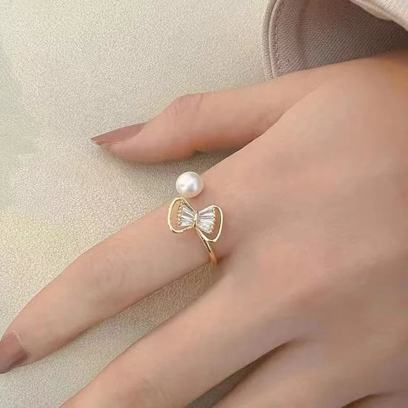 R1161 9-10mm Natural Freshwater Pearl Ring Accessory 925 Sterling Silver Adjustable Size Engagement Jewelry Ring for Women