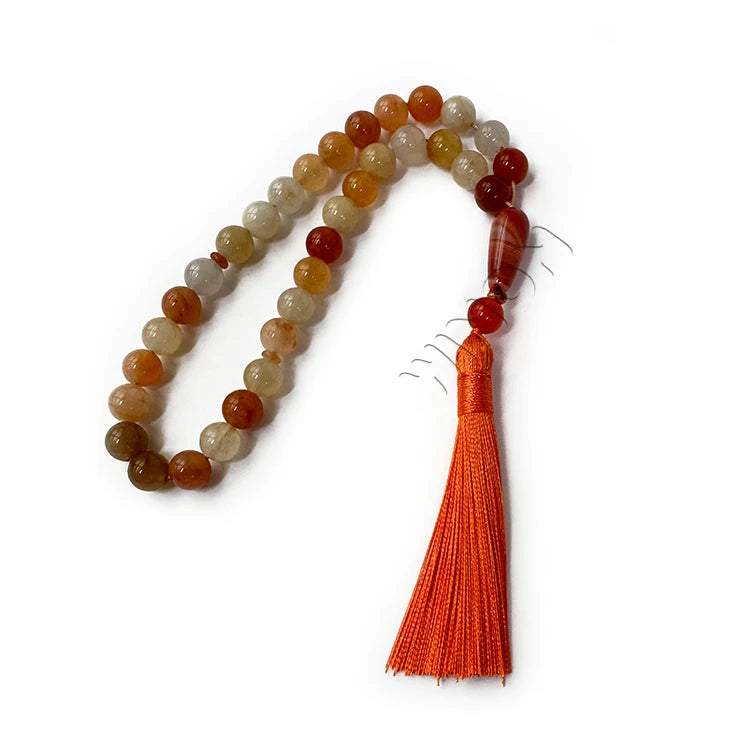 New Design Best Islamic Religious Tasbih Muslim Prayer Beads 33 Tasbeeh Natural Jinsi Jade Islamic Rosary Beaded Necklace
