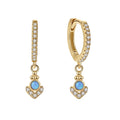 Nagosa Bohemia 925 Sterling Silver Cubic Zirrconia huggies Custom Gold Vermeil 18k Blue Opal Hoop Earrings