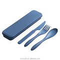 Hot Selling Portable Spoon Fork Knife  Utensils Sets Wheat Straw Cutlery Set Reusable Travel Flatware Sets with Case