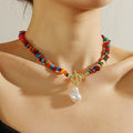 Summer Bohemian Handmade Natural Stone Beads Necklace Pearl Choker Necklace for Women Jewelry Fashion
