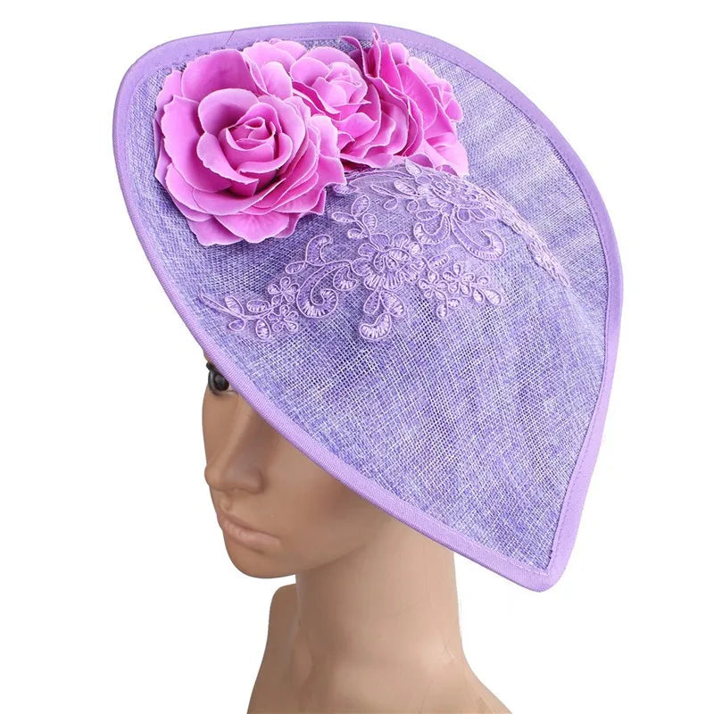 Fashion Retro Sinamay Tea-Party Fascinators for Women Formal Hats Kentucky Derby Hat Floral Wedding Cocktail Hat