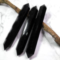 15-16cm Natural Black Obsidian Crystal Hexagonal Pointed Faceted Wand Healing Stone Wand
