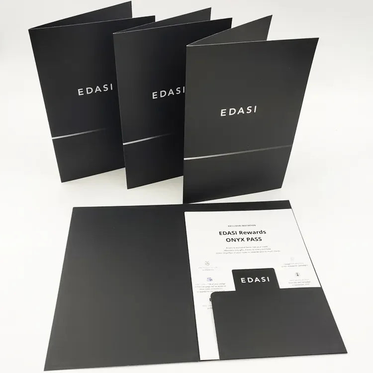 China Factory Custom Logo Luxury Paperboard Document Booklets Presentation File Business Folders Pockets Supermarket Promotion