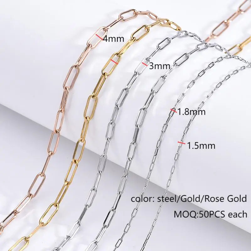 Stainless Steel 18K Gold Plated Geometric Minimalist Sweater Chain Women's Necklace Daily Wear