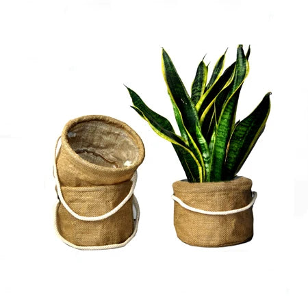 Eco-friendly Round Jute Fabric Hanging Planter Grow Bag