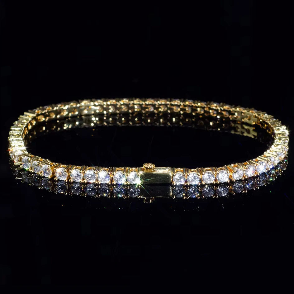 Elisa Ready to Ship 3mm 4mm 5mm Moissanite Chain Real D Grade VVS 925 Silver Moissanite Tennis Chain