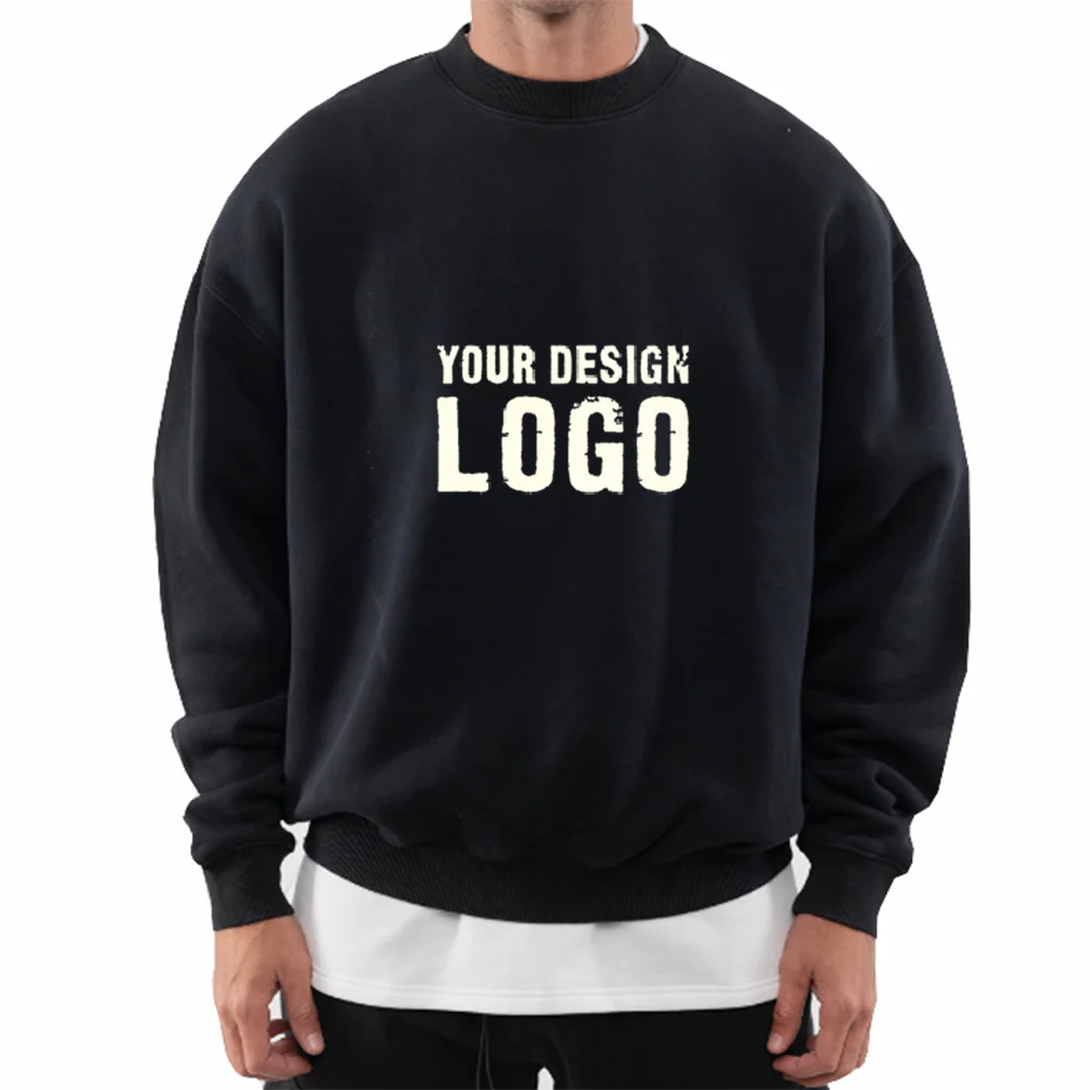 Custom Cotton Fleece Drop Shoulder Plus Size Embroidered Heavyweight French Terry Graphic Crewneck Oversized Mens Sweatshirts