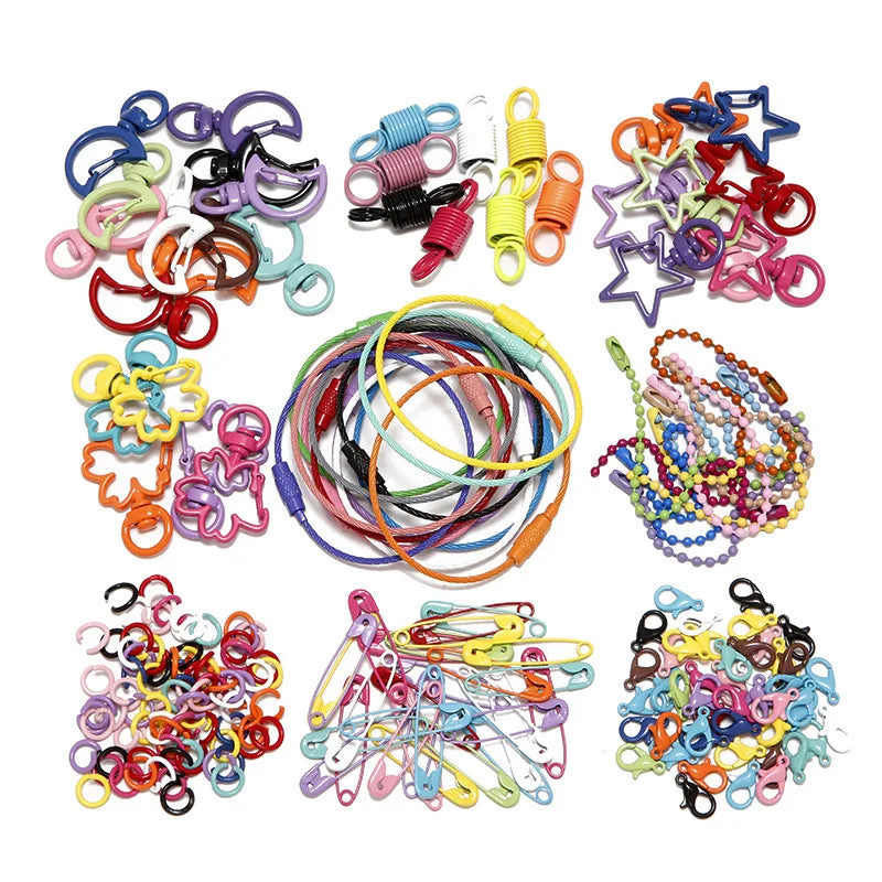 Multi-colors Mixed Alloy Open Rings Lobster Clasp Hooks Ball Chains DIY Jewelry Making Findings
