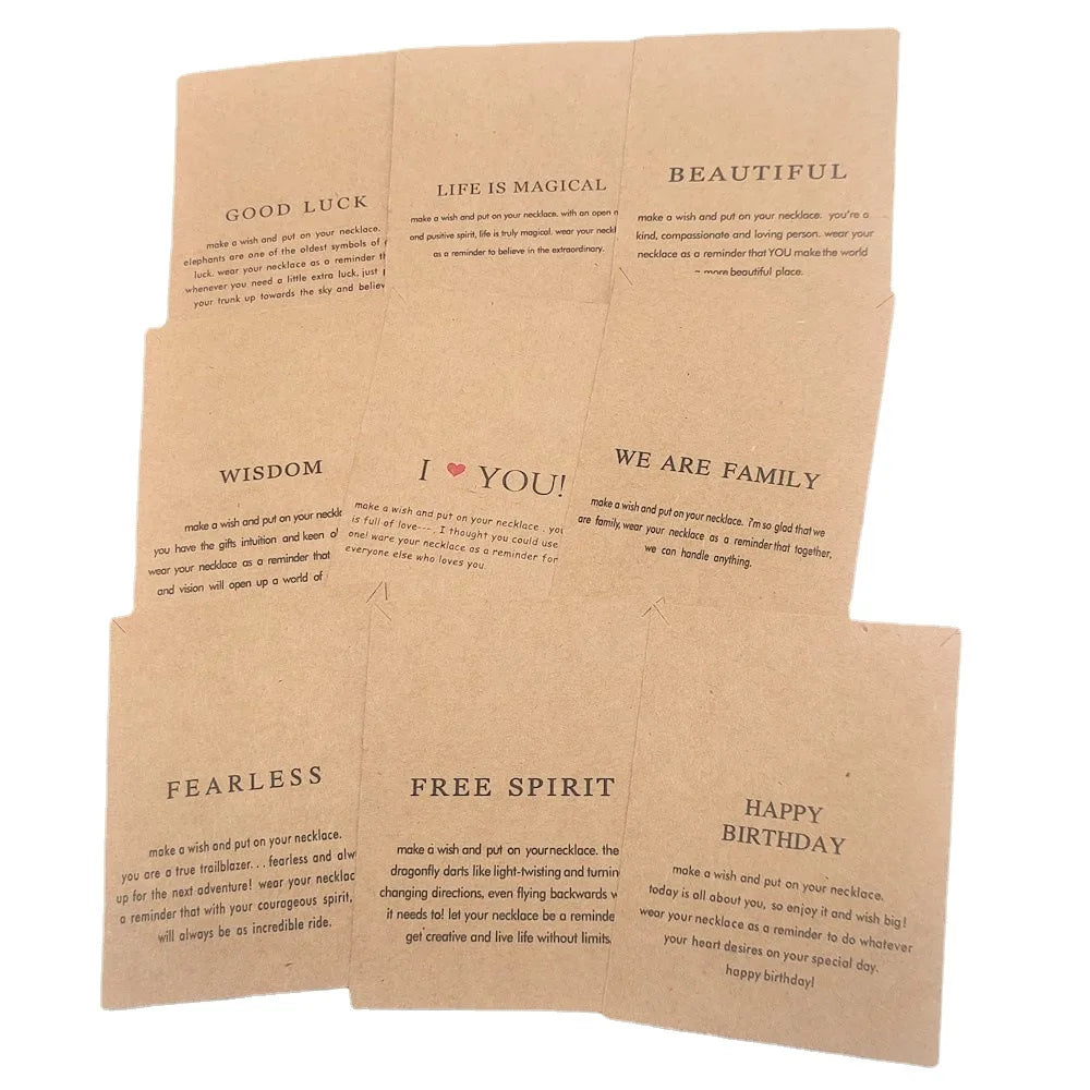 Make a Wish Thank You Fearless Wisdom Brown Inspire Paper Card 7.5x10cm Jewelry Packaging Display Cases for Wholesale