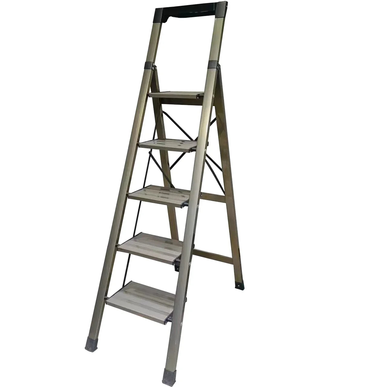 Hot Selling EN131 Certified Modern 5-Step Aluminum Step Ladder with Handrail Foldable Design for Household Use & Easy Storage