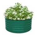 Raised Bed Garden Box 17'' Tall Round Olive Green Modular Corrugated Metal Raised Garden Bed