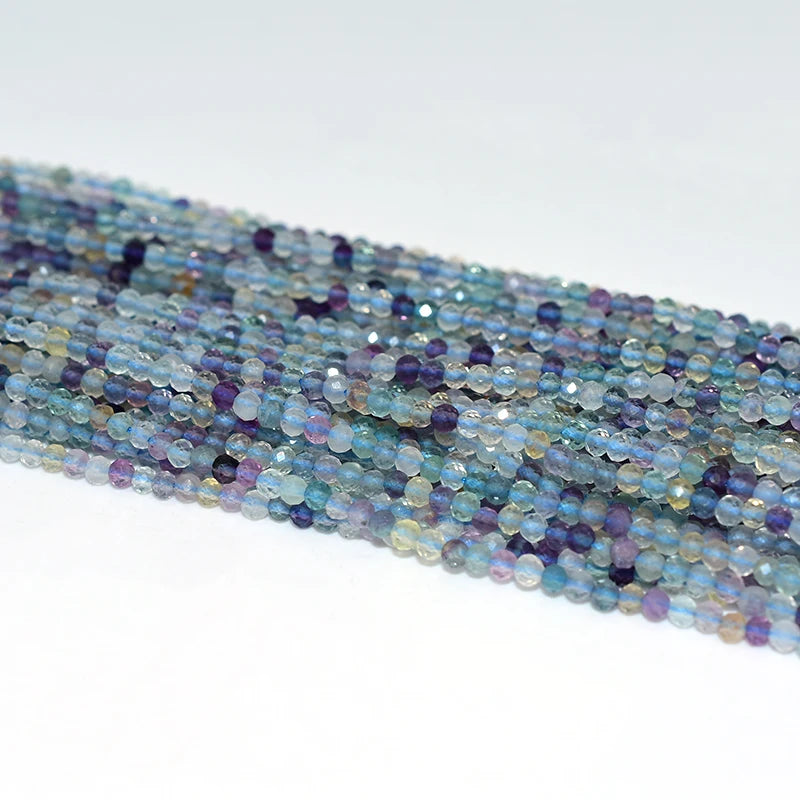 Factory Wholesale Price 100% Natural 3mm Faceted Fluorite Loose Gemstone Beads
