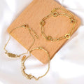 Trendy Interlocking Design Round Buckle Chain Women Bracelets 18k Gold Plated Jewelry Stainless Steel Bracelet