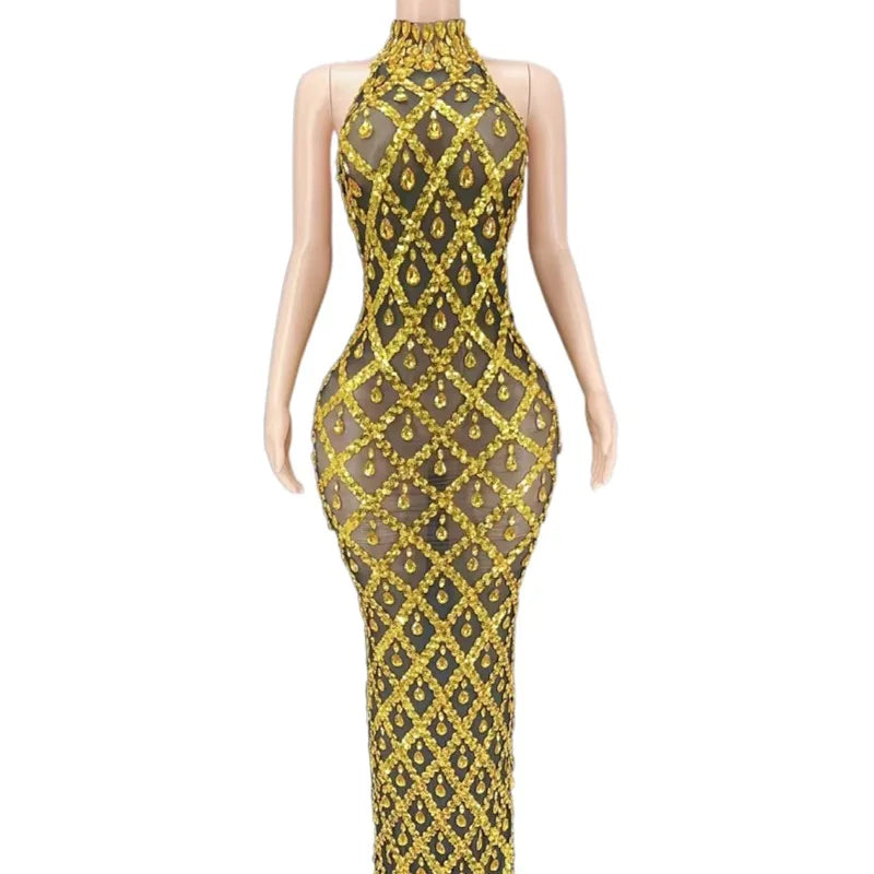 Vestido De Fiesta Luxury Mesh See Through Backless Crystal Wedding Party Club Dress Elegant Evening Gowns Ladies 2022 Prom Dress