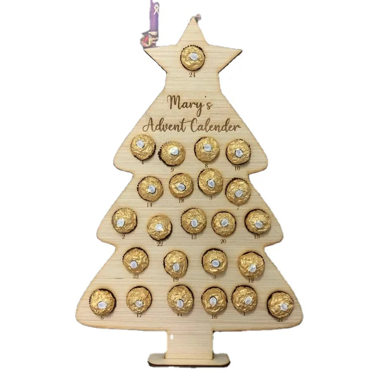 2024 Christmas Chocolate Holder Wooden Custom Christmas Theme R for XMAS Decoration