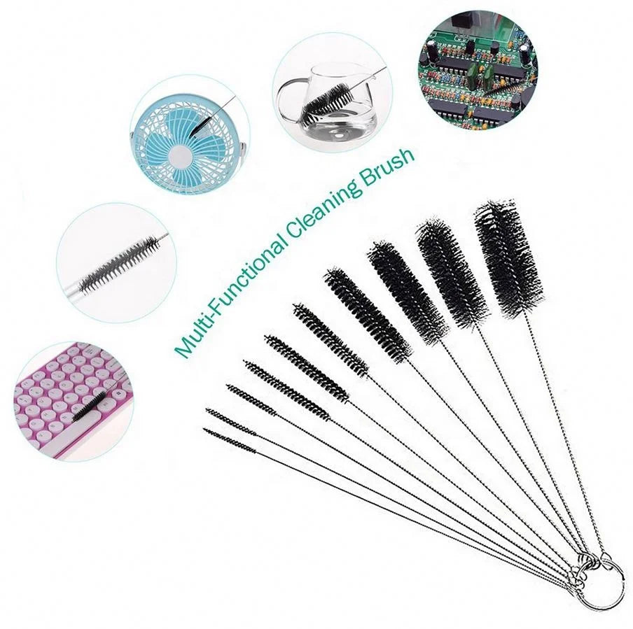 Hardware Tattoo Equipment Tool Brush Mechanical Cleaning Nylon Strip Brush Stainless Steel Ten Piece Set Cleaning Brush