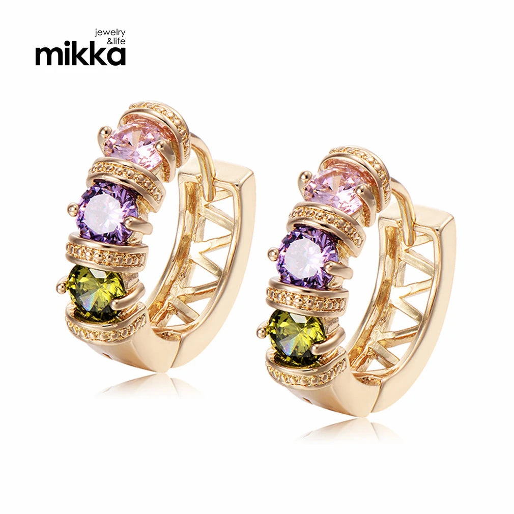 New Arrival Colored Square Zircon Huggie Hoop Earrings 18K Gold Plated Earrings for Women