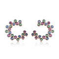 Classic Rose Gold Plated Women Multicolor CZ Zircon Stud Earrings New Design 925 Silver Fashion Jewelry Earrings