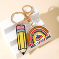 Graduation Teacher rainbow Pencil Wooden Keychain Sign Tassel Keychain Pendant Teacher Day Gift Wood Pencil rainbow Keychain