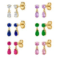 INS Trendy Womens Jewelry Luxury Colorful Crystal Drop Tassel Gold Plated 925 Sterling Silver Cz Stud Drop Earrings