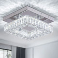 9.87'' K9 Crystal Square Modern Chandelier Cool White Living Room Ceiling Light for Kitchen Dining Room