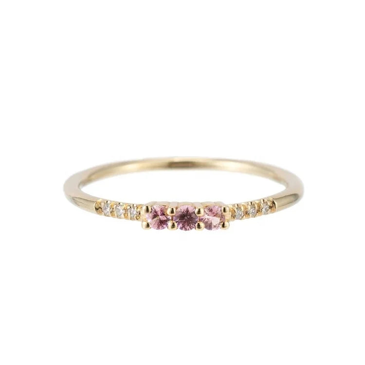 LOZRUNVE 925 Sterling Silver Delicate Pink Emerald Baguette Geometric CZ Stacking Ring Set Women