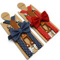 Red Navy Blue Polk Dotted Men's Suspenders Wholesale Fashion Mens Suspenders and Bowtie Set