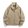 7xl Plus Sizespringworkwearjacket Men's Pure Color Functional Windproof Stand Collar Zipper Outdoor Hiking Outwear