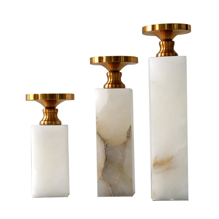 China Factory Custom High-end Natural Marble Stone Candle Holder for Home Decor Home Decoration Wedding Decoration