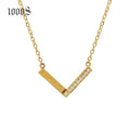 Flexible Trendy 18K Solid Gold Letter V Shape Pendant Real Diamond Jewelry for Gift Wedding Party Engagement or Anniversary