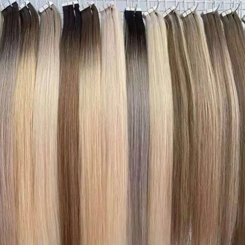 HJ  Factory Wholesale Highlight Blonde Virgin Cuticle Alighted Hair Invisible Tape in Hair Extensions Brazilian Natural Brazil