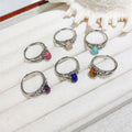 Trendy Girls Open Finger Ring Oval Cut Natural Crystal Trendy Healing Jewelry Featuring Labradorite Tiger Eye Bezel Setting