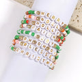 Wholesale New Fashion Friendship Jewelry 8pcs Mix Color Acrylic Small Beads  Elastic Bracelet BLESSED Words Stack Bracelet Set