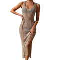 RNSHANGER Sexy Sleeveless Knit Dress Fashion Split Skirt Swimwear Pool Beachwear Womens Loose Bathing Suit Hollow Out Dress